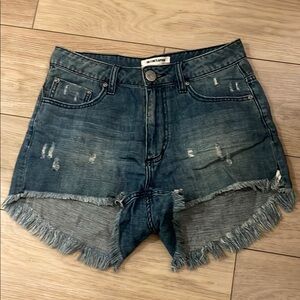 One Teaspoon Distressed Blue Denim Shorts